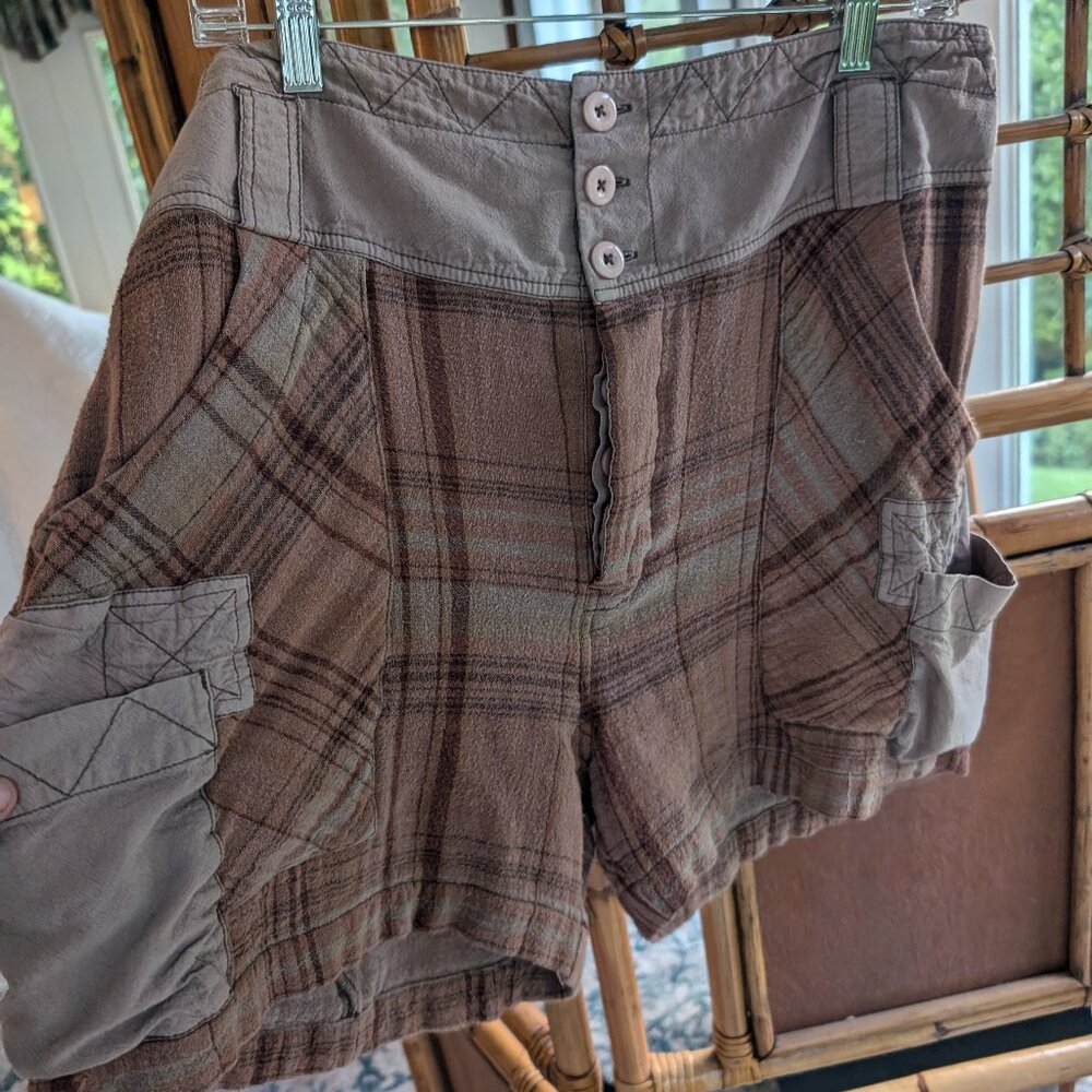 Free People high waisted cottom Madras shorts L/XL